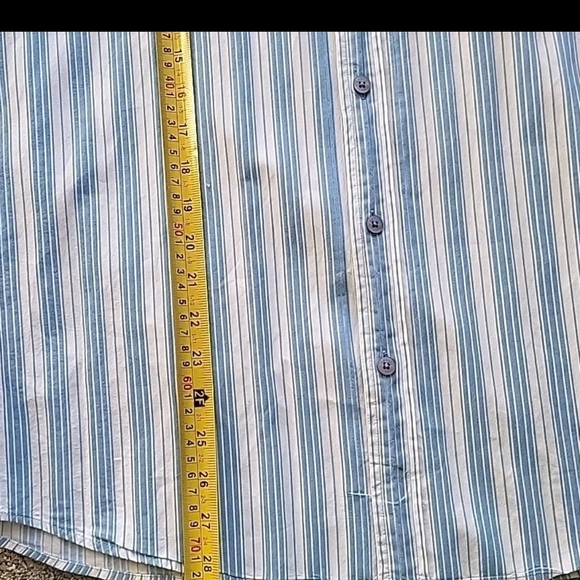 Vtg Armani Exchange Shirt Men Large Blue White Striped Cotton Button-Up Designer - Picture 11 of 14
